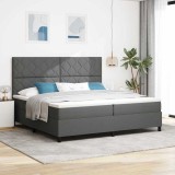 Cumpara ieftin Pat cu arcuri cu saltea Gri &icirc;nchis 200 x 200 cm țesătură
