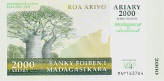Bancnota Madagascar 2.000 Ariary 2007 - P93 UNC ( comemorativa )