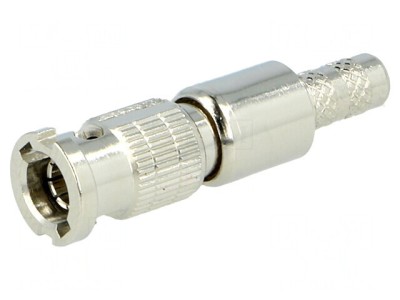 Mufă Micro BNC Tată Drept 75&amp;Omega; Crimp PTFE Aurit foto