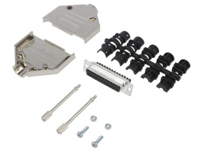 Conector D-Sub 25 pini mamă cu terminal șurub pe cablu foto