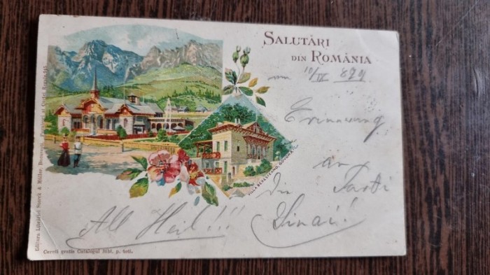 Carte postala color, circulata, Salutari din Romania, datata 1899