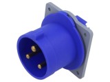 Conector alimentare AC trifazat AMPHENOL IP&amp;S 32A 250V soclu 3 pini IP44 flanșă