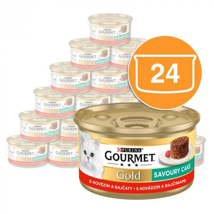 Conservă Gourmet GOLD - Tort savuros cu vită și roșii 24 x 85g