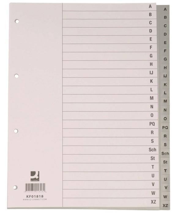 Index plastic Q-Connect A4 alfabetic A-Z 120 microni gri