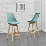 Scaune bar Lublin V set 4 buc plastic/imitatie piele/lemn verde [en.casa] HausGarden Leisure, [en.casa]