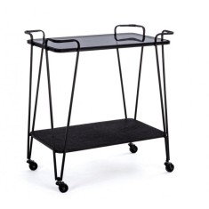 Comoda mobila cu cadru fier negru si polite sticla Zaira 75.5 cm x 36 cm x 74 h