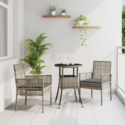 vidaXL Set de masă pentru grădină 3 pcs Gri Rattan poli 3334945 foto