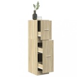 Dulap farmacie vidaXL stejar Sonoma 30x41x118cm, 3 sertare, depozitare hol, living, birou, lemn