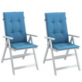 vidaXL Perne scaun spătar &icirc;nalt 2buc melanj albastru 120x50x4cm textil