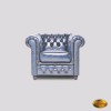 Fotoliu Chesterfield 1 Loc Brighton Albastru Antic, Piele Naturala Spălata Manual, Stil Clasic Englezesc, Dimensiuni 100x92x79 cm