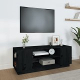 vidaXL Comodă TV, negru, 110x35x40,5 cm, lemn masiv de pin