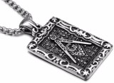 Pandantiv masonic Echer si Compas decorat cu marcasite