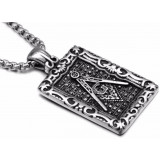 Pandantiv masonic Echer si Compas decorat cu marcasite