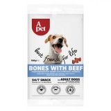 Gustare C&acirc;ini A-pet Bones cu Vită, 150g, Snack, Os Carne, Adulți