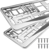 Set de 2 Rame Număr de &Icirc;nmatriculare, Plastic Argintiu, Dimensiuni 53 x 13.5 x 1 cm, Xtrobb