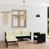 Cumpara ieftin Gossi set mobilier de gradina cu perne, 6 piese, negru, poliratan