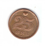 Moneda Danemarca 25 ore 1990, stare foarte buna, curata, Europa, Bronz