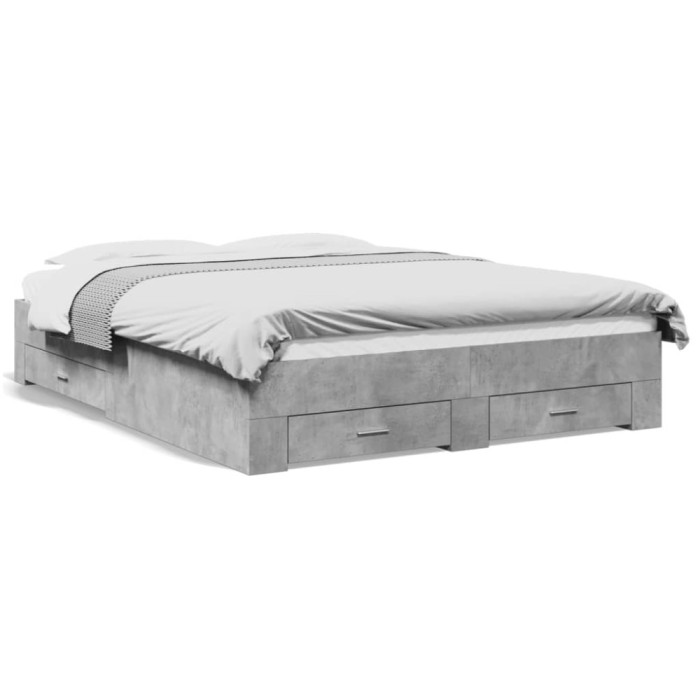 Gossi cadru de pat cu sertare, gri beton, 140x200 cm, lemn prelucrat