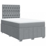 Cumpara ieftin Pat box spring cu saltea, gri deschis, 120x190 cm, textil
