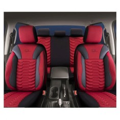 Set Huse Scaune Auto pentru Honda Legend - Panda Paris, Rosu-Negru, 11 piese foto