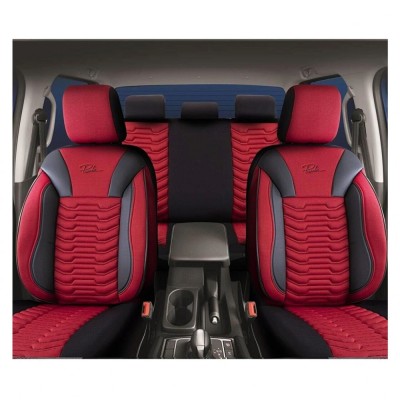 Set Huse Scaune Auto pentru Skoda Scala - Panda Paris, Rosu Negru, 11 piese foto