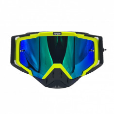 Ochelari unisex ski, snowboard, ciclism, rama verde, lentila multicolora, O11GMN