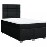 Cumpara ieftin Pat box spring cu saltea, negru, 120x190 cm, catifea