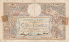 Franta 100 Francs 1933 VG foto