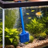 Perie de curățat acvariu, m&acirc;ner lung, 40 cm, albastru, CMCLASS