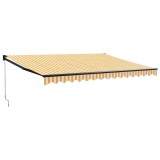 Cumpara ieftin Copertina retractabila galben si alb, 4x3 m, textil si aluminiu