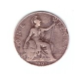 Moneda Marea Britanie 1 penny 1907, uzata, curata, Europa, Bronz