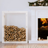 Rastel pentru lemne de foc, alb, 80x25x100 cm, lemn masiv pin GartenMobel Dekor, vidaXL