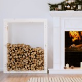 VidaXL Rastel pentru lemne de foc, alb, 80x25x100 cm, lemn masiv pin