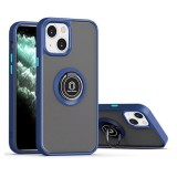 Husa anti fall metal bracket pentru apple iphone 14 pro max, rezistenta la socuri, margini colorate, cu inel de prindere magnetic, flippy, albastru