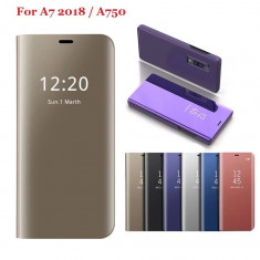 Husa Flip Stand Clear Mirror Samsung Galaxy A7 2018 foto