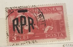 Timbre Romania Timbru Supratipar RPR 3 lei