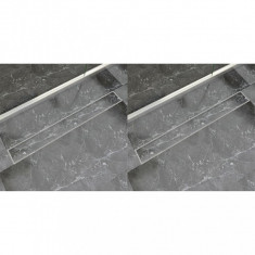 vidaXL Rigolă liniară duș, 2 buc., 930 x 140 mm, oțel inoxidabil