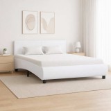 Cumpara ieftin Cadru de pat cu LED, alb, 140 x 200 cm, piele ecologica