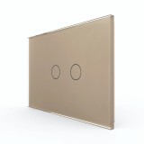 Cumpara ieftin Panou &icirc;ntrerupator dublu touch Livolo din sticla, auriu, standard italian