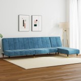 VidaXL Set canapea 2 piese, albastru, catifea