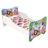 Cumpara ieftin Pat pentru copii HM Happy Jungle, Pal melaminat, cu saltea inclusa, 140x70 cm, multicolor