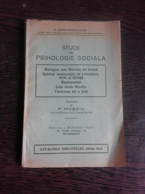 STUDII DE PSIHOLOGIE SOCIALA - C. DIMITRESCU IASI, PREZENTATE DE P. MOSOIU foto