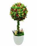 Aranjament floral personalizabil, Copacel Pomisor cu licheni stabilizati, plante criogenate si muschi stabilizati, Verde, 55 cm, vaza ceramica (Multic, Eventissimi&reg;