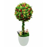 Aranjament floral personalizabil, Copacel Pomisor cu licheni stabilizati, plante criogenate si muschi stabilizati, Verde, 55 cm, vaza ceramica (Multic
