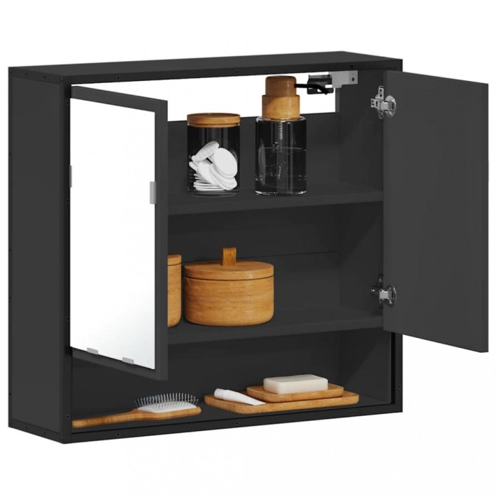 vidaXL Dulap cu oglindă pentru baie neagră 65x20x60 cm lemn prelucrat 849259
