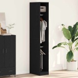 vidaXL Sifonier Negru Stejar 30 x 50 x 200 cm - făcut din lemn prelucrat.