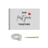 Set Album foto / GuestBook/ Scrapbooking pentru prima aniversare nunta/relatie, A4 landscape, 30 file, 60 poze, accesoriu nunta