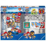 Puzzle + Joc Memory Patrula Catelusilor, 25/36/49 Piese, Ravensburger