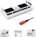 Raft pentru sina de la dus Halcyerdu, plastic/otel inoxidabil, alb/negru/argintiu, 26,8 x 11,5 cm