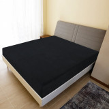 Cearsaf de pat cu elastic, 2 buc., negru, 160x200 cm, bumbac GartenMobel Dekor, vidaXL